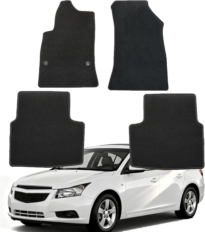 GXARTS Custom Fit Car Floor Mats Fit for Chevrolet Cruze 2014 2015 2016 2017 2018 2019 | Waterproof Velour Carpet Floor Liners Full Set, All-Weather Protection with Anti-Skid Retaining Buckle, Black