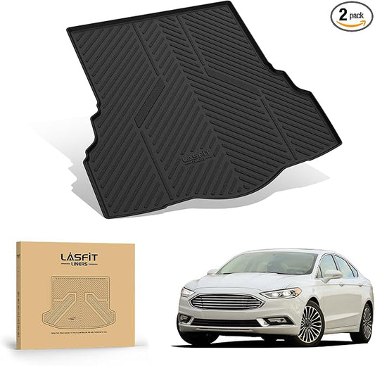 LASFIT Trunk Mat for Ford Fusion 2013-2020 (Only Fit Gasoline Not Fit Hybrid & PHEV) All Weather TPE Mats Custom Fit Cargo Mats for Ford Fusion Car Mats and Cargo Liner, Black