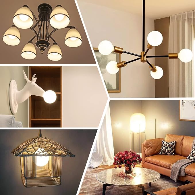 2 Pack G30(G95) Globe LED Light Bulbs, 5.5W Dimmable 50 Watt Equivalent LED Edison Bulbs, Warm White 2700K, 500LM, E26 Base, Milky LED Filament Bulbs for Vanity Bathroom Bedroom