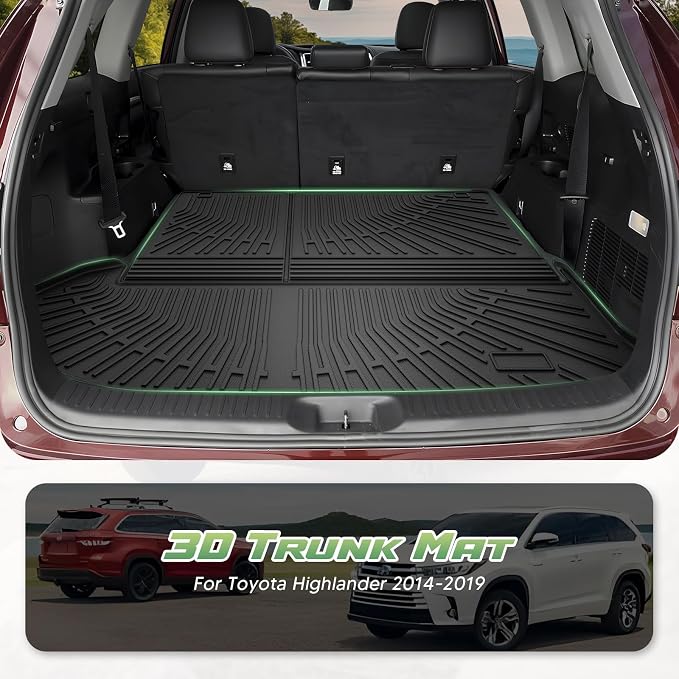 Cartist Cargo Liner for Toyota Highlander 2014-2019, All Weather Cargo Mats for Highlander Accessories, Heavy Duty TPE Trunk Mat, Car Accessories