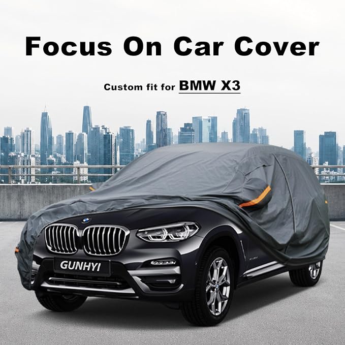 GUNHYI Premium Car Cover Custom Fit BMW X3/X3 M (2003-2026), 16 Layers Heavy Duty Car Cover Waterproof All Weather with Zipper Door for Sun Rain Snow Dust Uv Protection