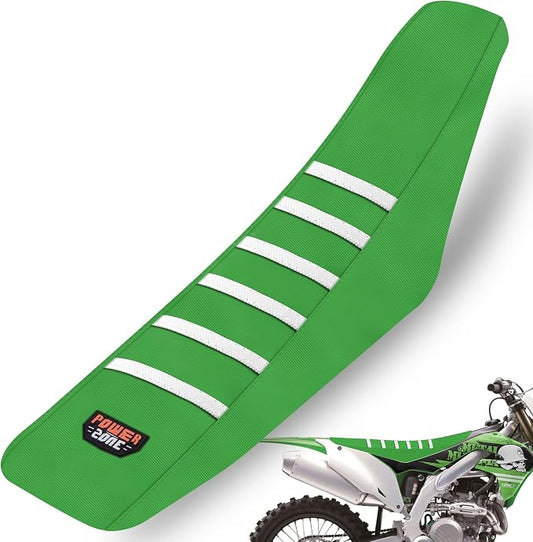 Dirt Bike Seat Cover - White Stripe Universial Seat Cover for Dirt Bike - Motorcycle Motorcross Enduro Seat Covers (Green)