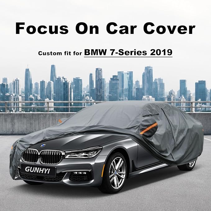 GUNHYI Premium Car Cover Custom Fit BMW 7-Series(2001-2022), 16 Layers Heavy Duty Car Cover Waterproof All Weather with Zipper Door for Sun Rain Snow Dust Uv Protection
