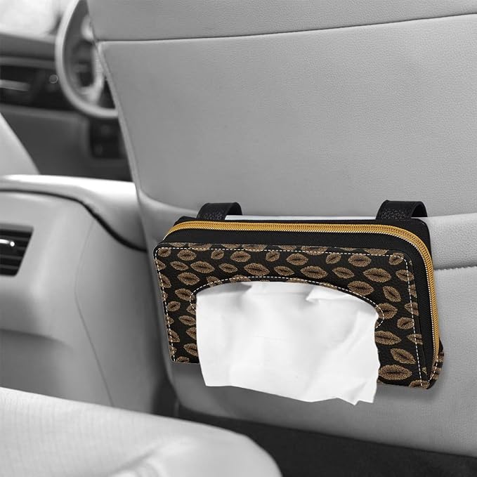 Lips Pattern PU Leather Car Napkin Holder Car Tissue Holder for Car Sedans SUV Vans Napkin Holder Tissue Box for Sun Visor & Back Seat