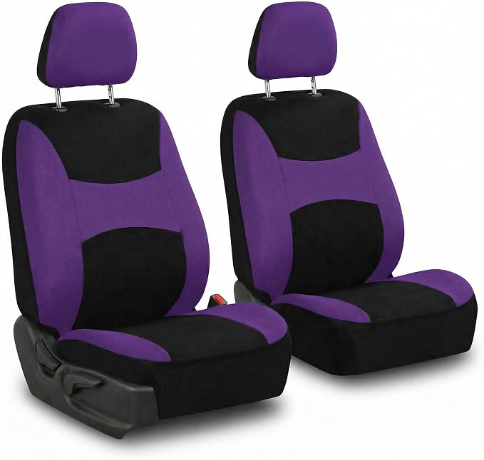 FH Group Universal Car Seat Covers Front Set for SUV Truck Sedan Vans | Waterproof All-Purpose Cloth Seat Cover Set Airbag Compatible Washable Split Bench Protector Interior Upgrade - Purple