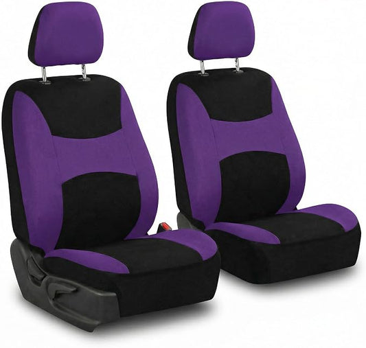FH Group Universal Car Seat Covers Front Set for SUV Truck Sedan Vans | Waterproof All-Purpose Cloth Seat Cover Set Airbag Compatible Washable Split Bench Protector Interior Upgrade - Purple