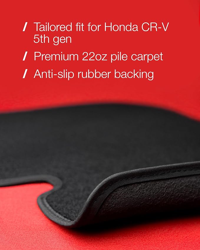 Floor Mats for Honda CRV 2017-2022 - Custom 3D Fit for Honda CR-V 2017 2018 2019 2020 2021 2022 Hybrid - 1st & 2nd Row Set - Anti-Slip Backing - 22oz Heavy Duty Carpet Mat - All Weather Car Liner