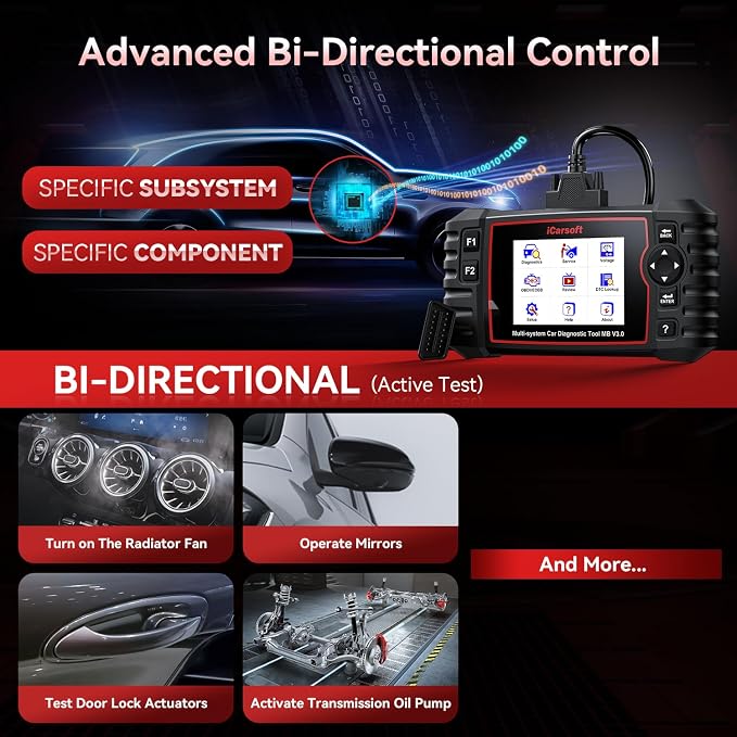 iCarsoft Bidirectional Diagnostic Tool for Most Mercedes-Benz/Sprinter/Smart from 1996-2025 MB V3.0 2026 Version Up to 39 Service Full System OBD2 Scanner All Test AutoVIN Battery Test Free Update