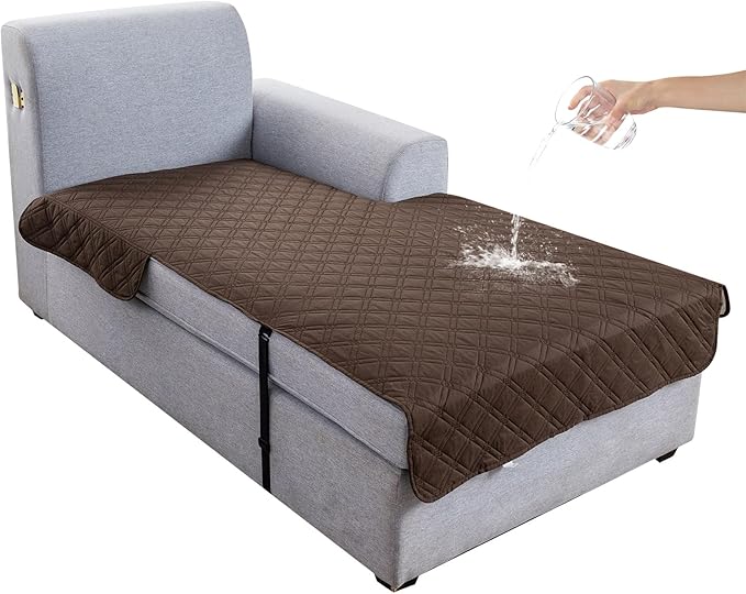 Genina L Shape Couch Cover, Sectional Couch Chaise Covers, Waterproof Washable Sofa Covers for Right L Shape Chaise Lounge, Anti-Slip Sofa Slipcovers for Dogs Cats Pet Friendly(Chololate)