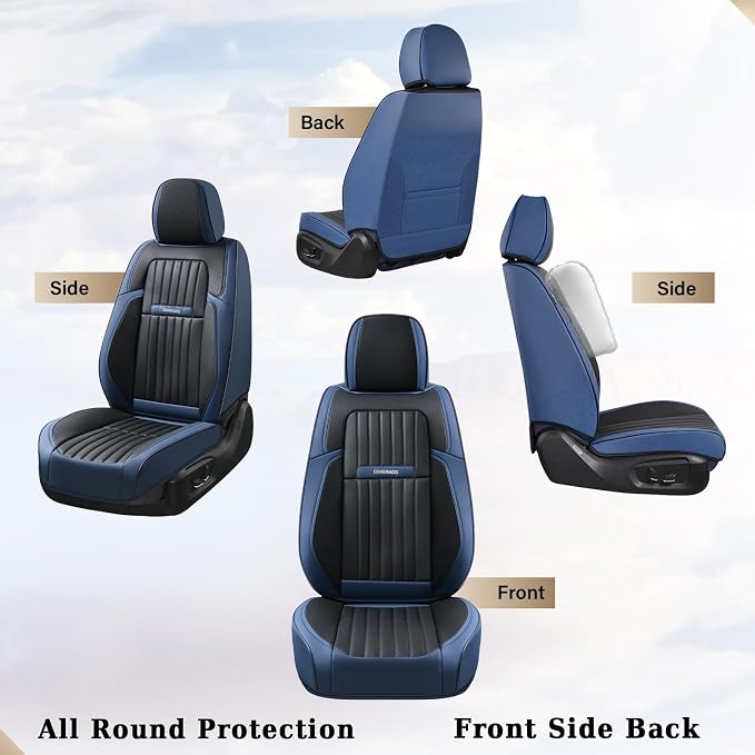 Coverado Car Seat Covers Full Set, Car Seat Protector Car Seat Cushion, Nappa Leather Seat Covers for Cars, Front and Back Seat Protectors Cushions Universal Fit for Most Cars Vehicles(Pink&Grey)
