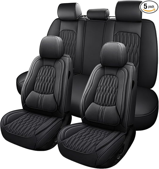 WELLDO Car Seat Covers, 5 Seats, Black-w02 | Waterproof, Scratch-Resistant, Breathable & Easy to Clean, Universal Fit for SUV Sedan Truck, Full Set