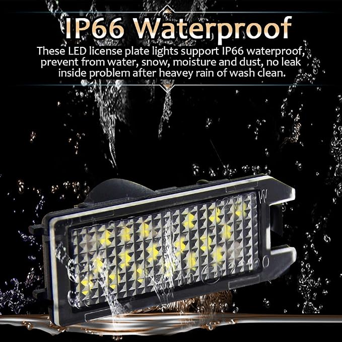 D-Lumina LED License Plate Light Tag Lamp Assembly Compatible with 2013-2019 FIAT 500, Maserati Levante ＆ Dodge Viper, Je-ep Grand Cherokee Compass Patriot, Powered by 18-SMD White 6000K Pack of 2