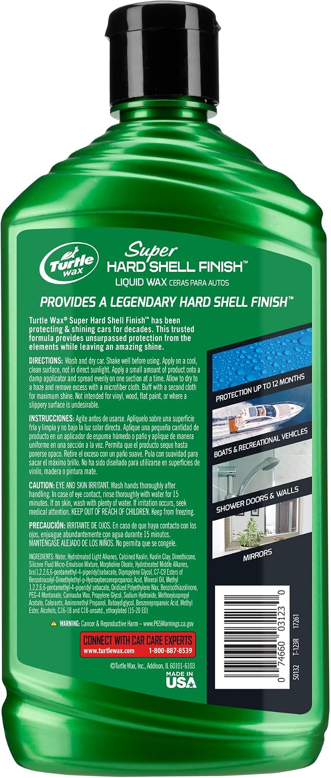 Turtle Wax T-123R Super Hard Shell Liquid Car Wax - 16 Fl Oz., Green