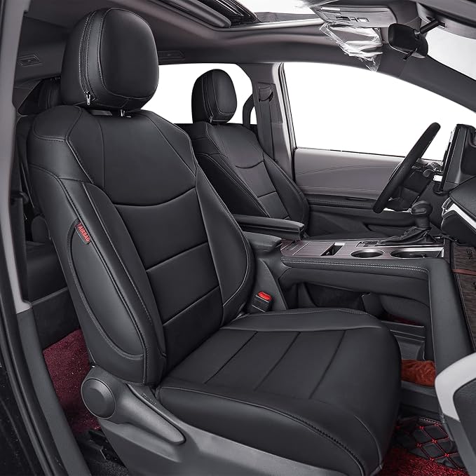 coverdream Sienna Seat Covers Custom Fit for 2021-2026 Toyota Sienna Limited,Platinum,7-Seater,2nd Row Captain Seats W/Leg Rest,Waterproof Faux Leather Car Seat Protector(Full Set,Black)
