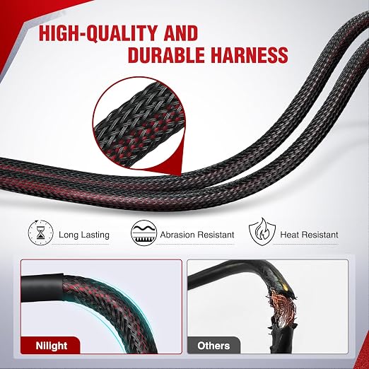 Nilight Wiring Harness Kit Nylon 16 AWG 2 Leads Rear Lights 12V 5Pin Rocker Switch Laser On Off Power Relay Blade Fuse for LED Off Road Light Bar on Cars Jeep Boat Trucks
