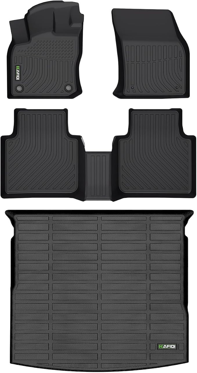 HAFIDI® All Weather Floor Mats & Cargo Liner Set Fit for 2018-2024 Volkswagen Tiguan Car Mats TPE Anti-Slip Automotive Full Set Floor Liners Custom VW Tiguan Accessories - Black