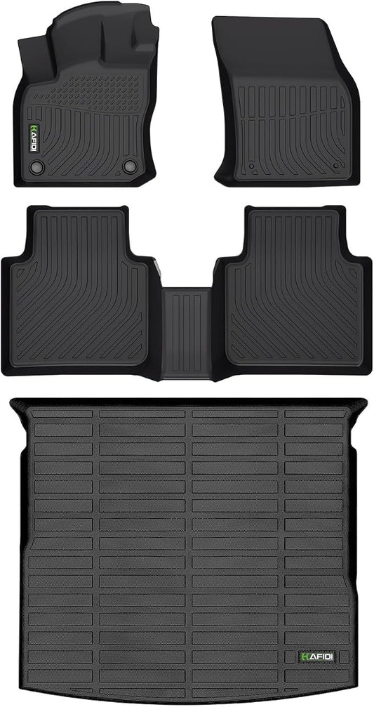 HAFIDI® All Weather Floor Mats & Cargo Liner Set Fit for 2018-2024 Volkswagen Tiguan Car Mats TPE Anti-Slip Automotive Full Set Floor Liners Custom VW Tiguan Accessories - Black