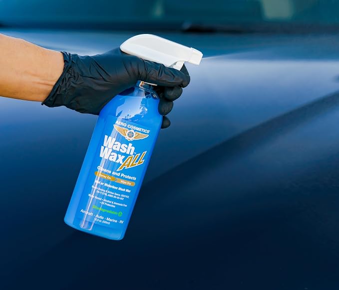 Aero Cosmetics Wash Wax ALL Spray Waterless Car Wash Wax Kit Quick Detailer | UV-Protective Shine, Water-Based 144 oz + 4 Towels - Safe on Ceramic Coatings - Car, RV, Boat, Aircraft - Spray Detailer
