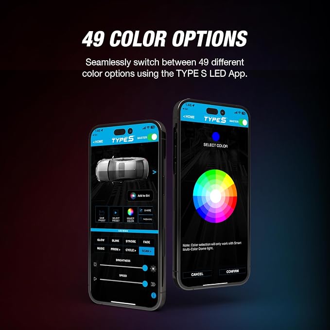 TYPE S TOURING ITEMS Automotive Neon Accent Light Kit, Formula Drift Pro Series Smart LED Exterior Light Kit with App Control, Professional Grade Lights Underglow Kit for Car, 4 Mulitcolor RGB Strips