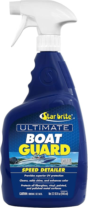 STAR BRITE Ultimate Boat Guard Speed Detailer & Protectant Spray - High-Gloss UV Protection for Marine Surfaces, Easy Spray On Wipe Off Formula
