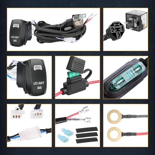 Nirider Wiring Harness 1 Lead, 12V 40A Rocker Switch Relay Fuse Nylon Wiring Harness Kit for LED Light Bars Fog Lights Work Lights Driving Lights Offroad LED Pods Wire Kit for Truck UTV ATV Boat