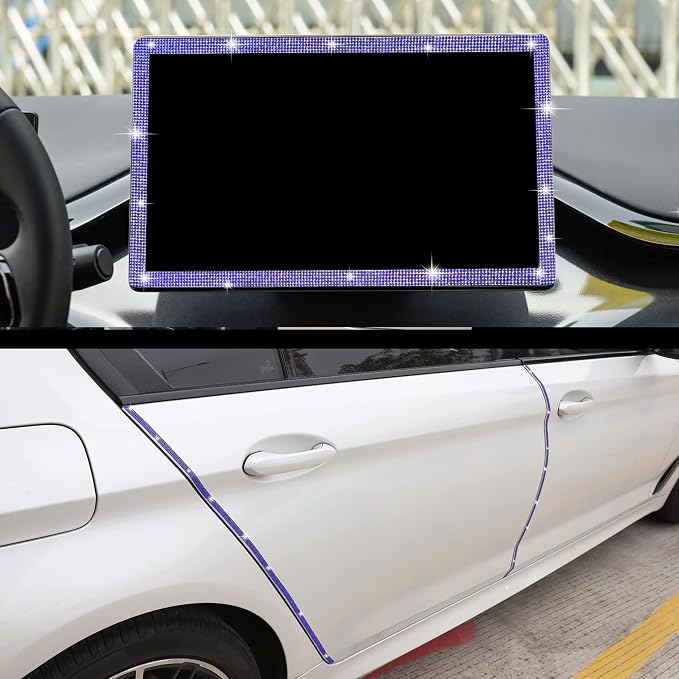 TOMALL Bling Car Door Guard Crash Bumper Crystal Anti-Scratch Strip Sticker Crystals Car Door Bumper Protector Accessory DIY for Interior and Exterior Decoration Styling Accessories Blue