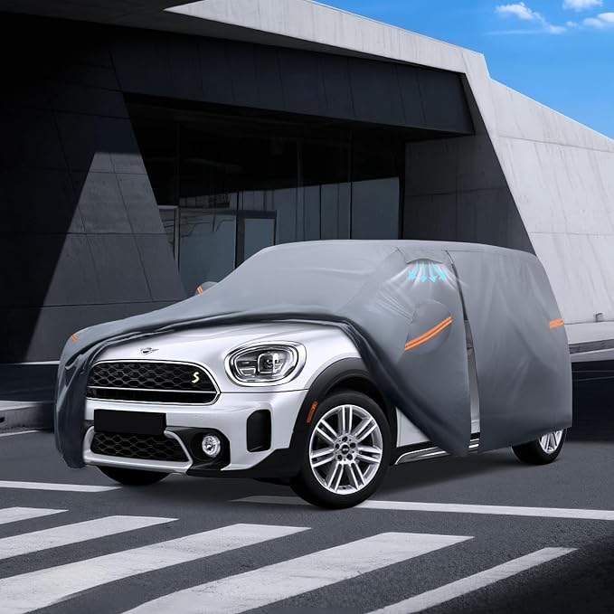 Waterproof MINI Countryman(2010-2026) Car Cover with Breathable Vents, [Upgrade] Premium Covers with Cotton Liner and Zipper Door,Sun Rain Snow Dust Uv Protection.(Gift with Towel)