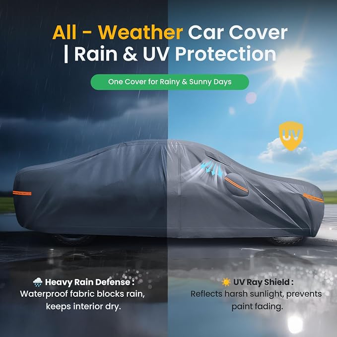 Waterproof A4(2007-2026) Car Cover with Breathable Vents, [Upgrade] Premium Covers with Cotton Liner and Zipper Door,Sun Rain Snow Dust Uv Protection.(Gift with Towel Storage Bag)