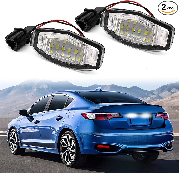 2 Pcs LED License Plate Light Lamp Tag Lights Compatible with Honda MDX TSX TL ILX RDX RL Accord Odyssey Civic Sedan Pilot Rear Tag Lights, Powered by 18-SMD 6000K White