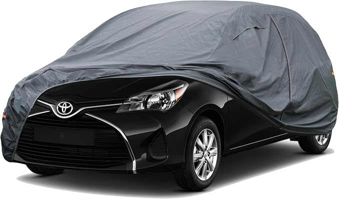 GUNHYI 16 Layers Hatchback Car Cover Waterproof All Weather, Universal Fit Honda Fit, Toyota Yaris, Kia Rio, Mitsubishi Mirage, Chevrolet Spark/Sonic, Ford Fiesta, Mini Cooper 2-Door/4-Door etc.