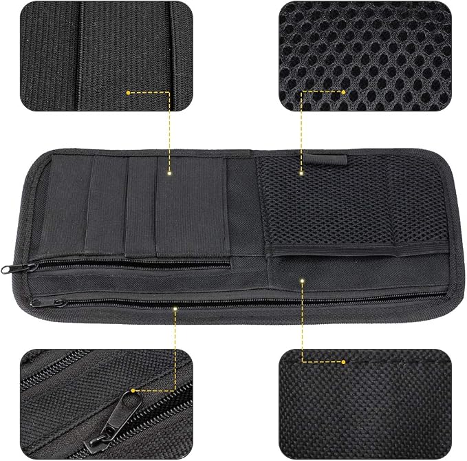 LIVANS Car Sun Visor Organizer, Vehicle Visor Storage Pouch, Auto CD and Glasses Holder, Interior Car Accessories for Credit Card and Registration Document, Fits Most Cars, SUVs, Jeeps, Trucks