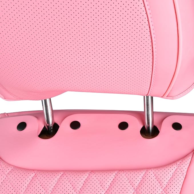 CAR PASS Bling Pink Nappa Leather Car Seat Covers for Front Seats, Waterproof Heavy-Duty Anti-Slip, Universal Fit for 95% Auto SUV Sedan Truck, Glitter Sparkly Shining Rhinestone, Pink Leather Diamond