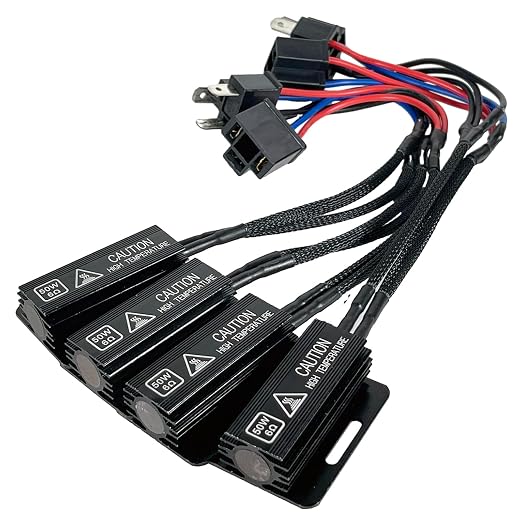 H4 9003 LED Load Resistor Adapter 50W 6Ohm Upgraded Canbus Decoder Fix Headlights Fog Light Error Code Anti-Flicker Wiring Relay Harness