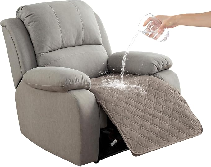 Genina Waterproof Recliner Chair Covers, Recliner Cover for Dog Pets Friendly, Washable Antislip Reclining Chair Cover Furniture Protector, Sofa Slipcover for Living Room(23.6inch/Taupe)