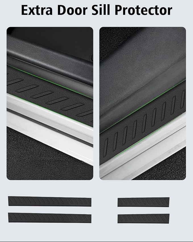 Floor Mats & Cargo Liner Custom for Chevy Equinox 2018-2024 (Only Gas) /GMC Terrain, Door Sill Guards, All Weather TPE 1st & 2nd Row & Trunk Mat Floor Liners for Chevrolet Equinox Accessories, Black