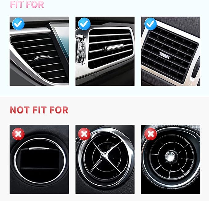 INSAUTO Bling Car Accessories for Women,Bling Car Air Vent Outlet Trim, 10pcs Rhinestone Car Air Conditioner Vent Decoration Strips(Pink)