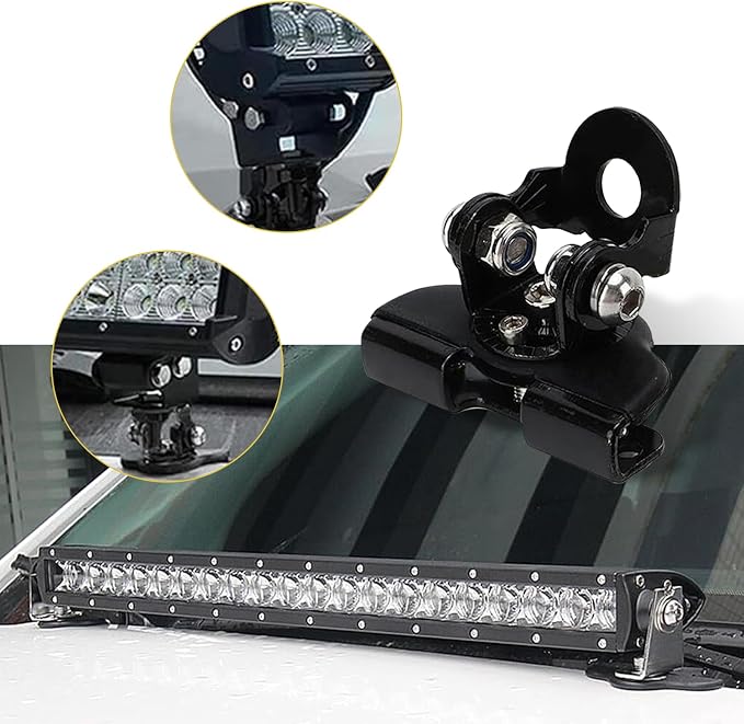 2 PCS Light Bar Mounting Brackets, LED Work Light Mount Clamp Holder, Adjustable Hood Work Lamp Mount Bracket, Ditch Light Bracket Accessories, Universal for Off Road Cars Trucks (Black)