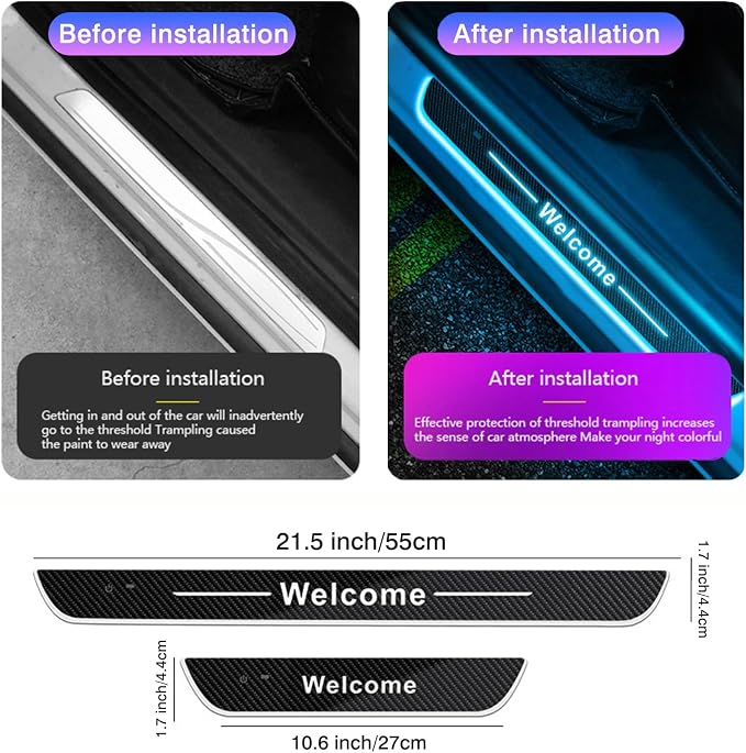 Custom Logo or Text LED Door Sills for Car Magnetic, Auto-Sensing Welcome Lights for Cars, Waterproof Car Pedal Lights, Personalized LED Car Door Sills, Applicable 99% of Models