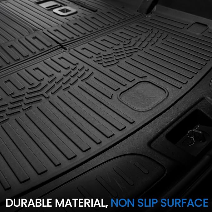 Floor Mats Set for 2016-2026 Dodge Durango (Only for 7 Seats with Bench Seats), All Weather TPE Backrest Mat Trunk Mat Cargo Liner Door Sill Guards Accessories