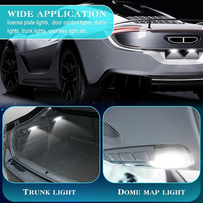 Frienda 70 Pcs Interior Lights LED Car Bulb Kit Set Dome Light 31 36 41 mm 12v De3175 6411 T10 2825 6612f 6615f for Dome Map Read Door Trunk Glove Box License Plate Cargo Courtesy(White)
