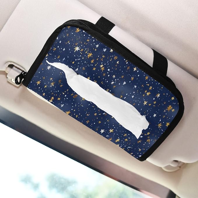 Dreamy Starry Sky Car Tissue Holder Durable Napkin Holder Hanging Tissue Holders Case Car Tissues Bag for Sun Visor Seat Back Universal Auto