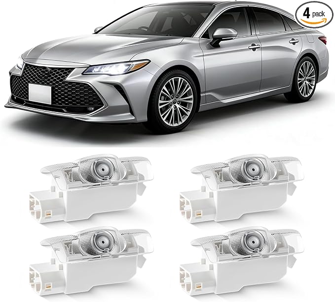 4Pcs Car Door Lights Logo Projector Compatible with Highlander Camry 4Runner Sienna Corolla Tundra Prius Venza Prado Sequoia Reiz, 3D LED Car Door Welcome Puddle Lights, 4K HD Ghost Shadow Lamp(Red)