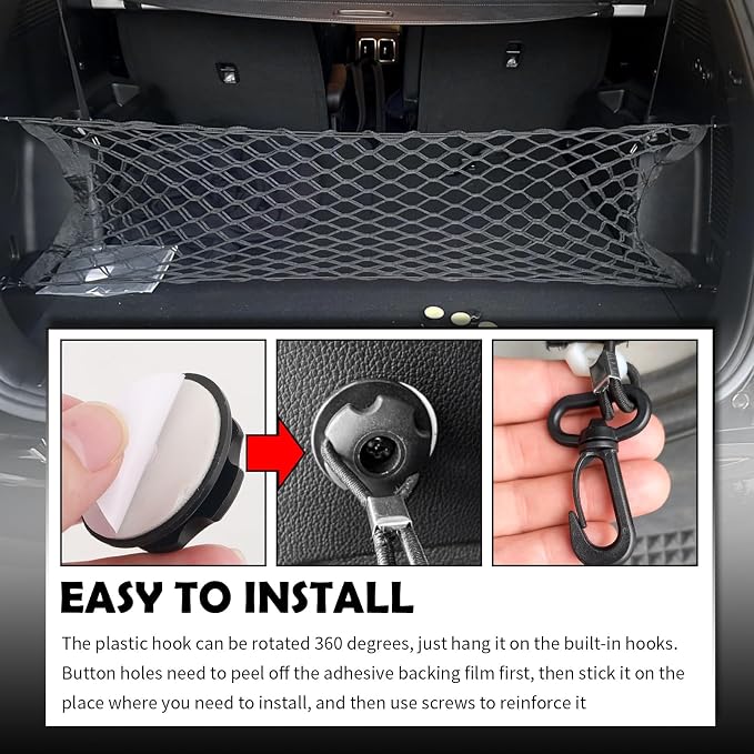 8PCS Automotive Cargo Nets Hooks,Sturdy Hook of Cargo Net for SUV with 4PCS Screw for Fixing Car Cargos Nets,Universal Car Accessories Cargos Netting Hook for Most Vehicles