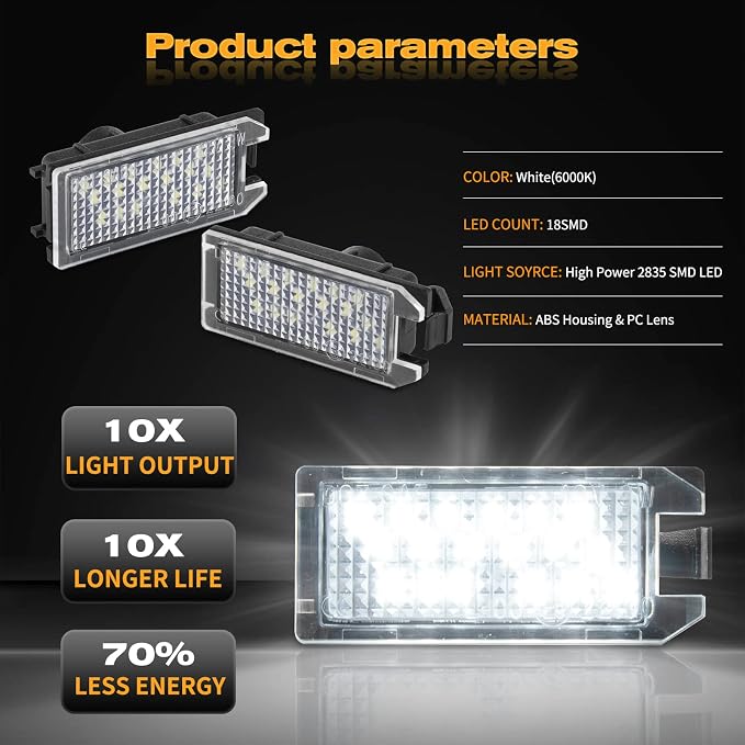 POPMOTORZ LED License Plate Lights Rear Tag Lamps Assembly for Jeep Grand Cherokee 2014 2015 2016 2017 2018 2019 2020，Fiat 500 2013-2019 Super Bright 6500K White Rear Tag Number Plate Light 2pcs