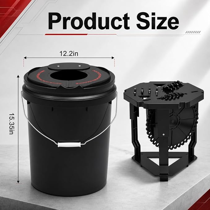 Outus Polishing Pad Washer Kit, Universal Car Pad Clean Bucket Set with Wash Grid & Splash Guard, Compatible with Da Rotary Orbital Polisher Foam, Wool, Microfiber, Felt Disc, Car Detailing Accessory