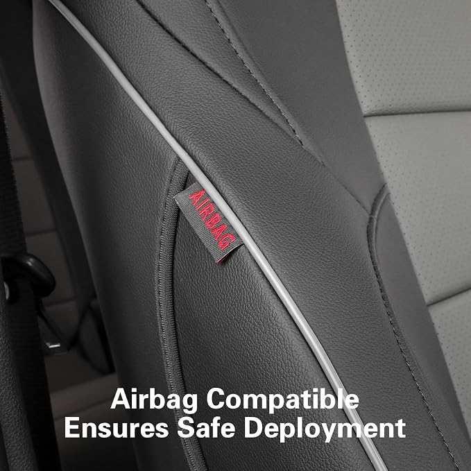 EKR Tacoma Seat Covers Custom Fit for Toyota Tacoma (Only for Hybrid) 2024 2025 2026 Double cab TRD Sport/TRD Off-Road/Limited/Trailhunter -Truck Seat Covers Full Set,Faux Leather(Black/Gray)