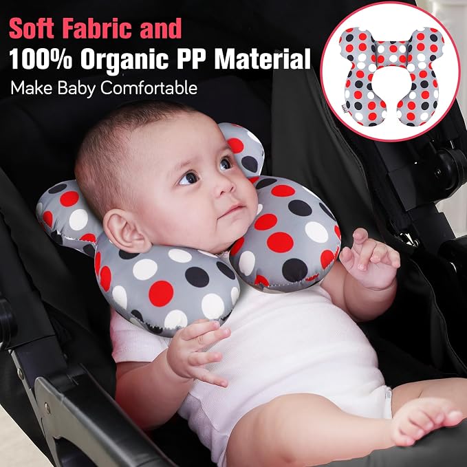 KAKIBLIN Baby Travel Pillow, Upgraded Baby Neck Pillows for Car Seat, Infant Neck Support Pillow for Head and Neck,Newborn Head Support for Car Seat,Pushchair