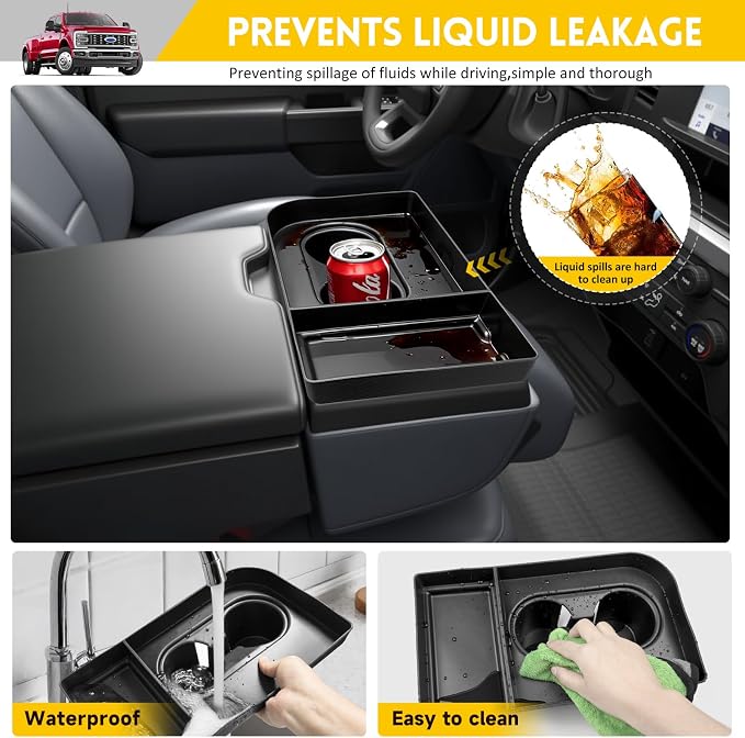 Jump Seat Cup Holder Organizer for 2021-2025 Ford F150 & 2023-2026 Ford F250 F350 F450 F550 F600 Super Duty Center Console Cup Holder Insert Cupholder Coaster Liner Accessories(Jump Seat Only)