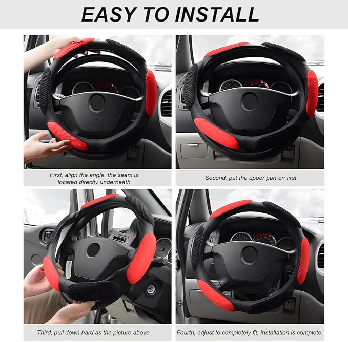 Car Steering Wheel Cover, 15" Anti-Slip Steering Wheel Protector Soft Hand Pad Cushion, Breathable Ice Silk Auto Wheel Wraps Comfy Grip All-Season Protector for Most Vehicles (Gray)