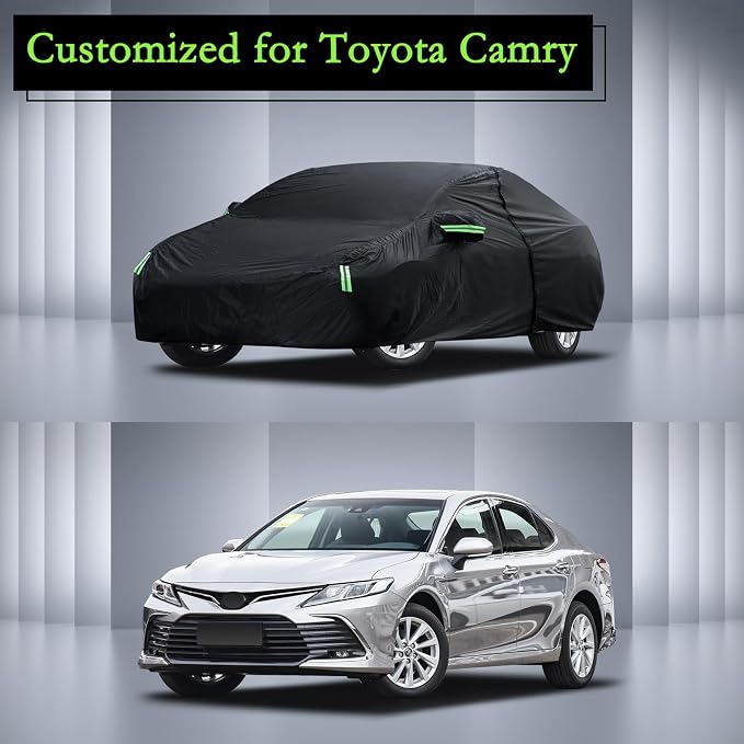 Car Cover Custom Fit for Toyota Camry 1996-2026, for Honda Accord 2001-2026, Waterproof All Weather for Automobiles Full Exterior Cover Rain Sun UV Protection with Door Zipper